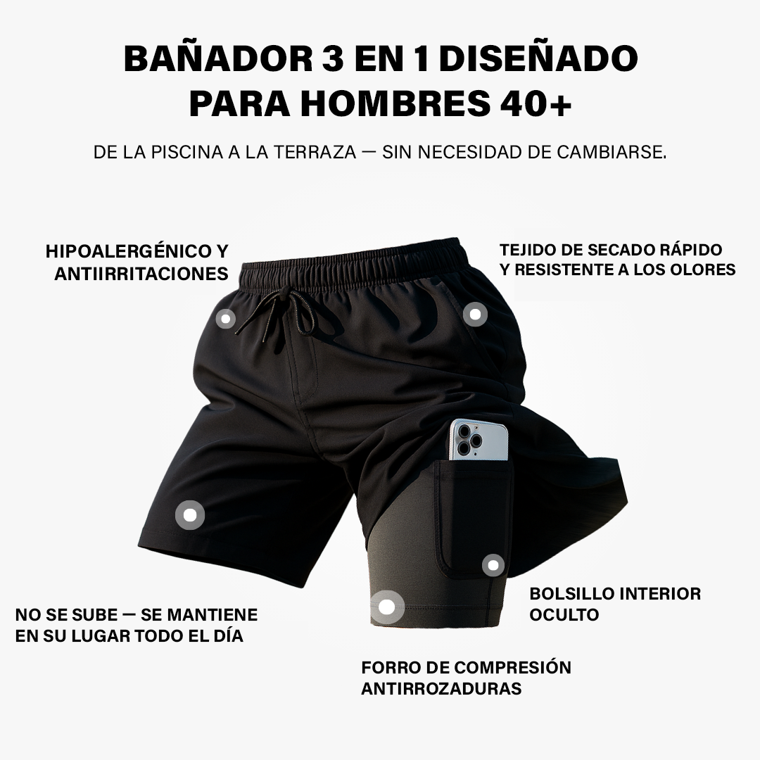 BoxHero bañador 3 en 1 de secado rápido con forro de compresión